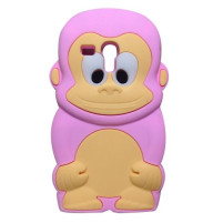 Силиконов гръб ТПУ 3D маймунка за Samsung Galaxy S3 mini i8190 розов
